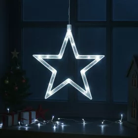   LED Csillag Ablakdísz elemes 20 cm hideg fehér kültéri/beltéri