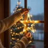 LED Csillag Ablakdísz elemes 20 cm meleg fehér kültéri/beltéri