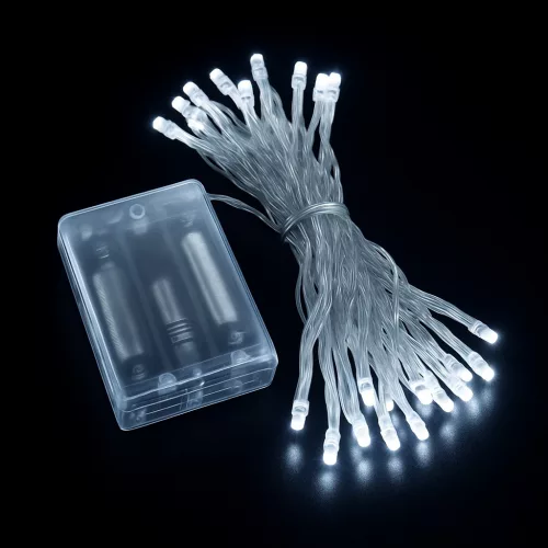 Fényfüzér 5m elemes hideg fehér 50 LED 8 fénymód kültéri/beltéri