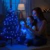 Fényfüzér 5m elemes kék 50 LED 8 fénymód kültéri/beltéri