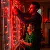 Fényfüzér 5m elemes piros 50 LED 8 fénymód kültéri/beltéri