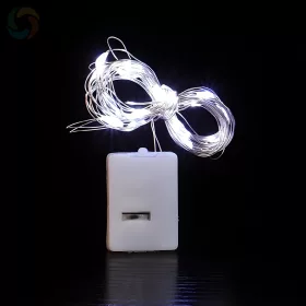 Fényhuzal 2m gombelemes hideg fehér 3 fénymód 20 LED