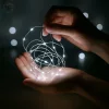 Fényhuzal 2m gombelemes hideg fehér 3 fénymód 20 LED