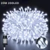 Fényfüzér 20m hideg fehér 200 LED 8 fénymód kültéri/beltéri