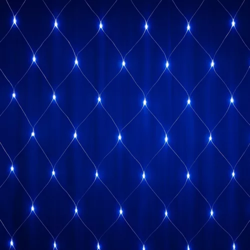 Fényháló 2x2m kék 160 LED 8 fénymód toldható kültéri/beltéri