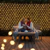 Fényháló 2x2m meleg fehér 160 LED 8 fénymód toldható kültéri/beltéri