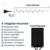 Gyémánt LED Fényfüzér 100m meleg fehér 8 fénymód