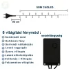Gyémánt LED Fényfüzér 50m hideg fehér 8 fénymód