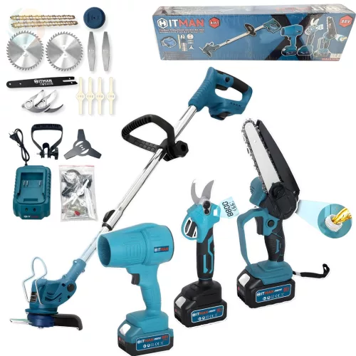 Hitman 4in1  Dupla Akkus Kerti Szett - Fűkasza, Láncfűrész, Metszőolló, Lombfúvó (2 akkuval) HT-BACD-7435Max