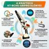 Kraftech iPro mini ágvágó jellemzői: LCD kijelző, automata olajozás és Brushless motor infografika