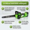 Micul Fermier akkumulátoros 12" láncfűrész szénkefe nélküli motorral (20V, 4Ah, 30cm) MX1005