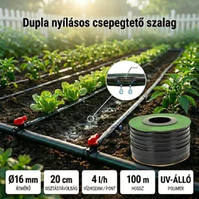   100m dupla nyílású csepegtető szalag 16mm, 20cm osztás, 4l/h Micul Fermier MF-IR3221