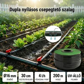   200m dupla nyílású csepegtető szalag 16mm, 30cm osztás, 4l/h Micul Fermier MF-IR3232