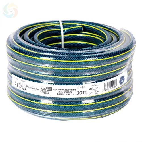 Bluebos Premium locsolótömlő 1/2" 30m 4 rétegű csavarodásmentes kertislag MF-FA1002