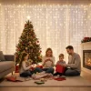 Távirányítós Micro LED Fényfüggöny USB 2x1,5m meleg fehér 8 fénymód kültéri/beltéri