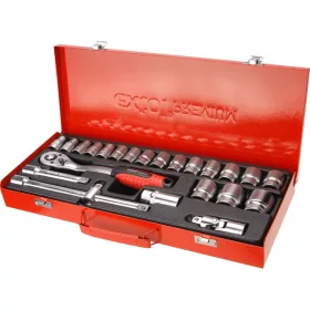   EXTOL PREMIUM dugókulcs klt., CV., racsnis 45fog ; 1/2' 24db, 10-32mm, fém doboz