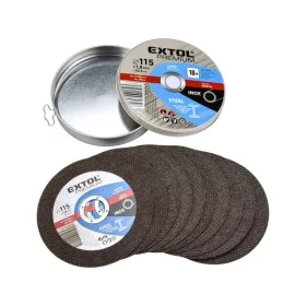   EXTOL PREMIUM vágókorong 10 db, acélhoz/inoxhoz, kék; 115×1×22,2mm, max 13300 ford/perc, fémdobozban