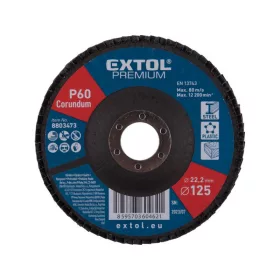   EXTOL PREMIUM lamellás csiszoló acél, Alu, műa. és fa munkadarabok csiszolására, 125×22mm; P40, kúpos, max.:12.300 ford./perc, E