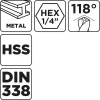 GRAPHITE Csigafúró, HSS DIN 338, 4mm, 2db/cs 54T987