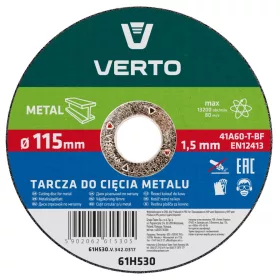 VERTO Vágókorong fémhez 115x1.5x22mm 61H530