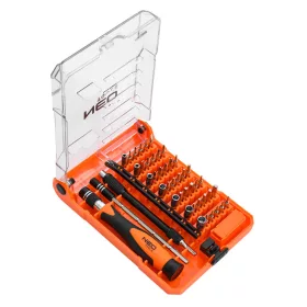   NEO TOOLS Műszerész, precíziós csavarhúzókészlet, bitekkel, nyéllel és hosszabbító szárakkal, 45db-os 06-111-1
