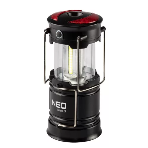 NEO TOOLS Kempinglámpa, 3 funkciós, összecsukható, 200lum, elemes 3xAA, COB LED, 3W 99-030