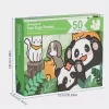 50 db-os fa puzzle, vegyes színekben, szabálytalan alakú kutya, macska, panda kialakítás