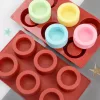 6 lyukú szilikon tortaforma sütéshez, 3D kerek alakú habos tortaformák
