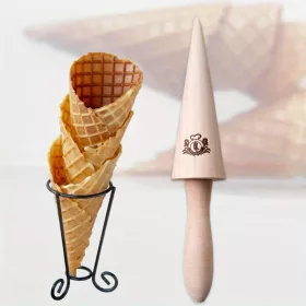   Fából készült pizzelle gördítő és krumkake kúp készítő