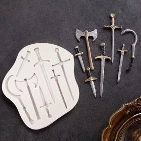   Kard Szilikon Formák, Fegyver Fejsze Fondant Forma Torták Díszítéséhez