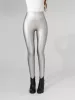 Magas Derekú Műbőr Plüss Bélésű Leggings