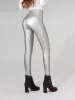 Magas Derekú Műbőr Plüss Bélésű Leggings