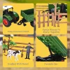 Zöld traktor és pótkocsi játékkészlet farmer kocsival