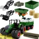 41,91 cm-es 1/24-es méretarányú farm traktor játékkészlet pótkocsival