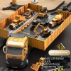 Jumbo ötvözet konténer teherautó készlet- Sárga, kézi működtetés, tartós műanyag építőjáték fiúknak, ideális karácsonyi ajándék