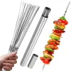 20/30/50db Tartós Rozsdamentes Acél BBQ Nyársak 1 Cső Tárolóval, Újrahasználható és Könnyen Tisztítható Kültéri és Beltéri Grillezési Partikhoz 20 db