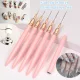 5db Rózsaszín/fekete Nail Art Ecsetek A Részletekért, Long Nail Art Line Ecsetek Manikűrzselé Finom Mintákhoz