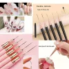 5db Rózsaszín/fekete Nail Art Ecsetek A Részletekért, Long Nail Art Line Ecsetek Manikűrzselé Finom Mintákhoz