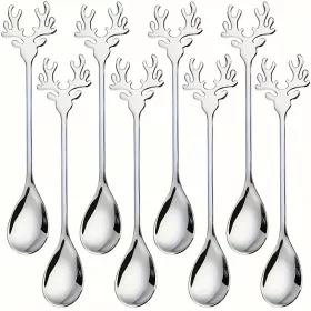   Elegáns rénszarvas agancs rozsdamentes acél kanálkészlet - 8 részes