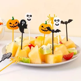   20 db ünnepi műanyag gyümölcstartó, általános használatra, többcélú dekoratív nyársak Halloweenre