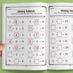   32 oldalas interaktív matematikai gyakorlófüzet fiataloknak – összeadás és kivonás gyakorlása