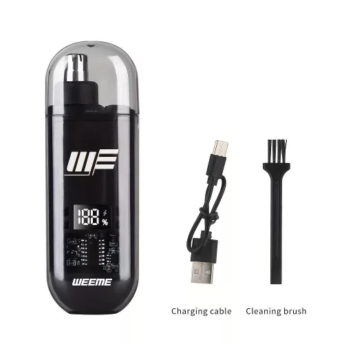 WEEME férfi USB-ről működő fül- és orrszőrnyíró LCD kijelzővel, újratölthető akkumulátorral Fekete