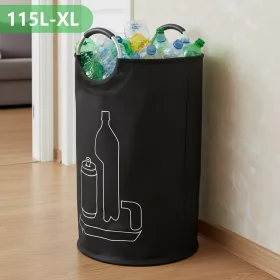   Extra nagy 115 l újrahasznosító kosár otthonra, fekete, XL