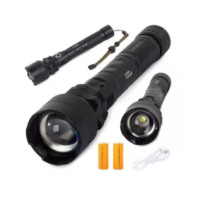   Erős taktikai LED zseblámpa XHP50 zoom USB csatlakozással.