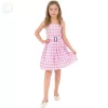 Barbie Lány Gyerek Jelmez - Rózsaszín Kockás Ruha