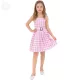Barbie Lány Gyerek Jelmez - Rózsaszín Kockás Ruha
