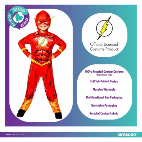 Flash Fiú Gyerek Jelmez Maszkkal - Eredeti DC