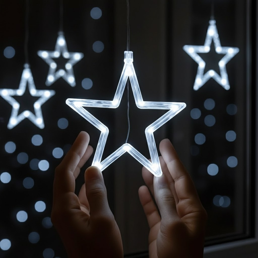 LED Csillag Ablakdísz elemes 20 cm hideg fehér kültéri/beltéri LED Csillag Ablakdísz elemes 20 cm hideg fehér kültéri/beltéri