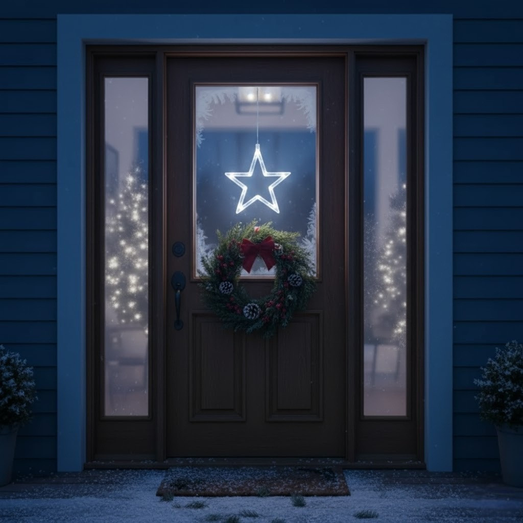LED Csillag Ablakdísz elemes 20 cm hideg fehér kültéri/beltéri LED Csillag Ablakdísz elemes 20 cm hideg fehér kültéri/beltéri