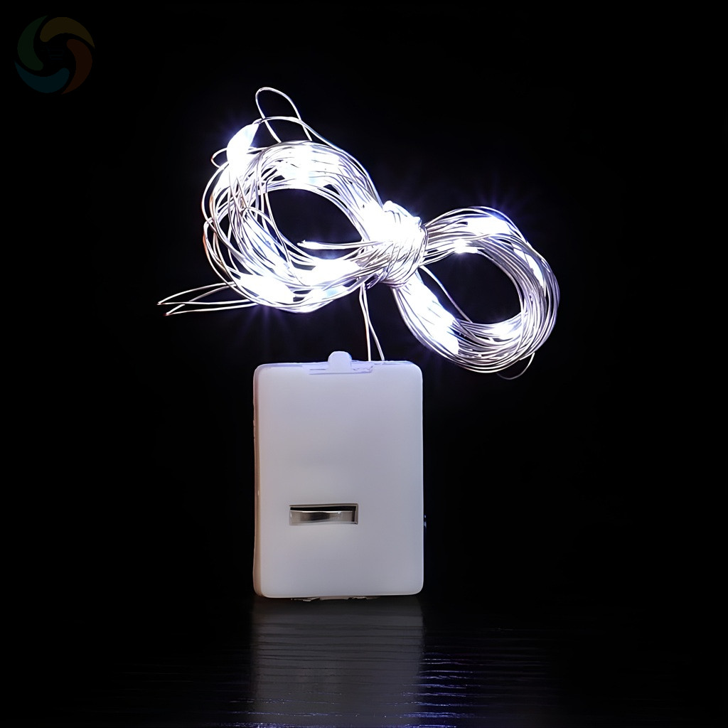 Fényhuzal 2m gombelemes hideg fehér 3 fénymód 20 LED